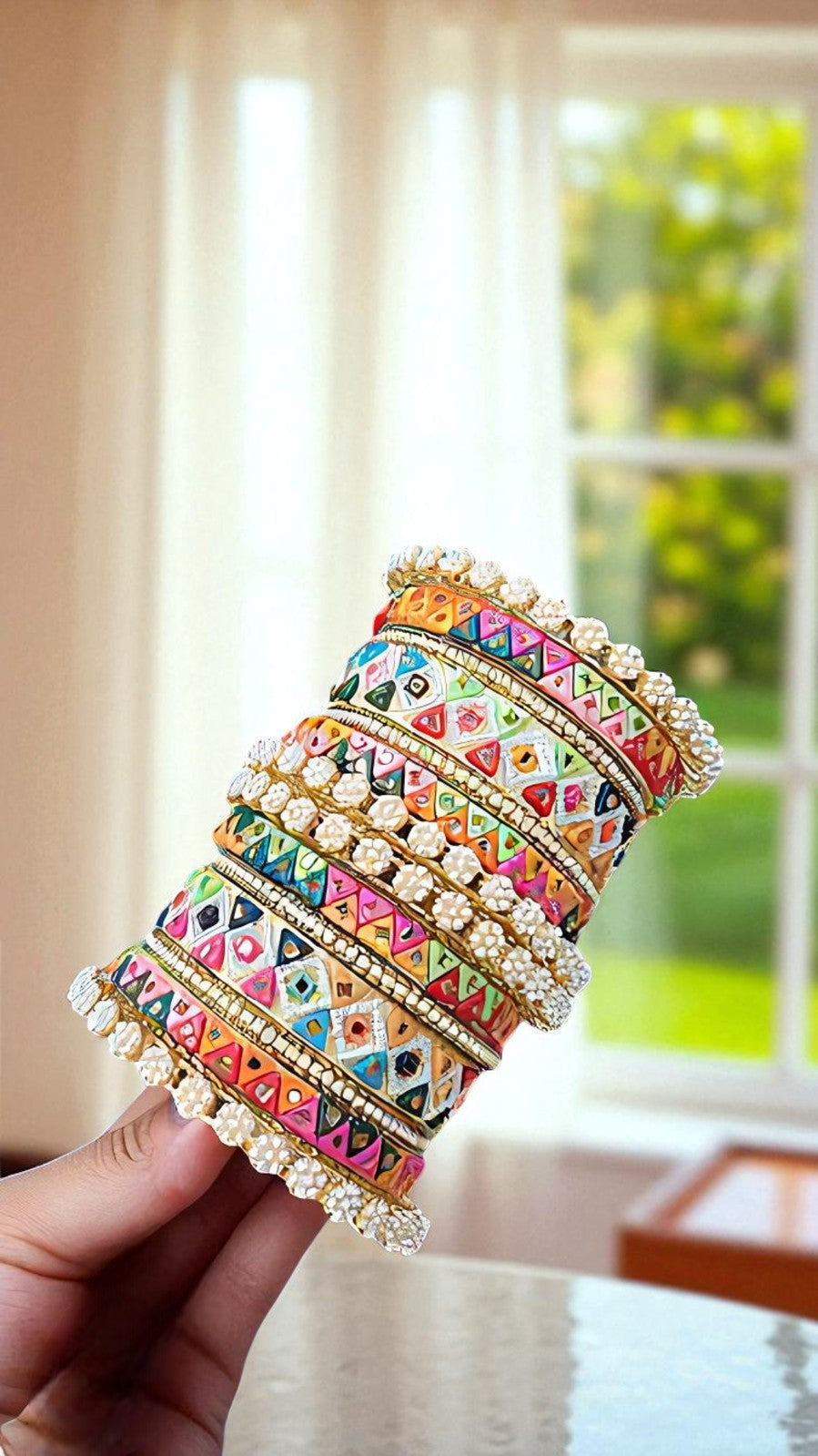Multi Kundan Bangles Set with Moti Touch Traditional Elegance for Every Occasion