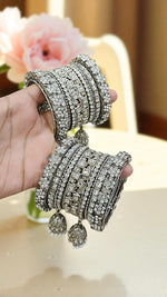 Antique Oxidised Silver Bangles Set Elegant Indian Style