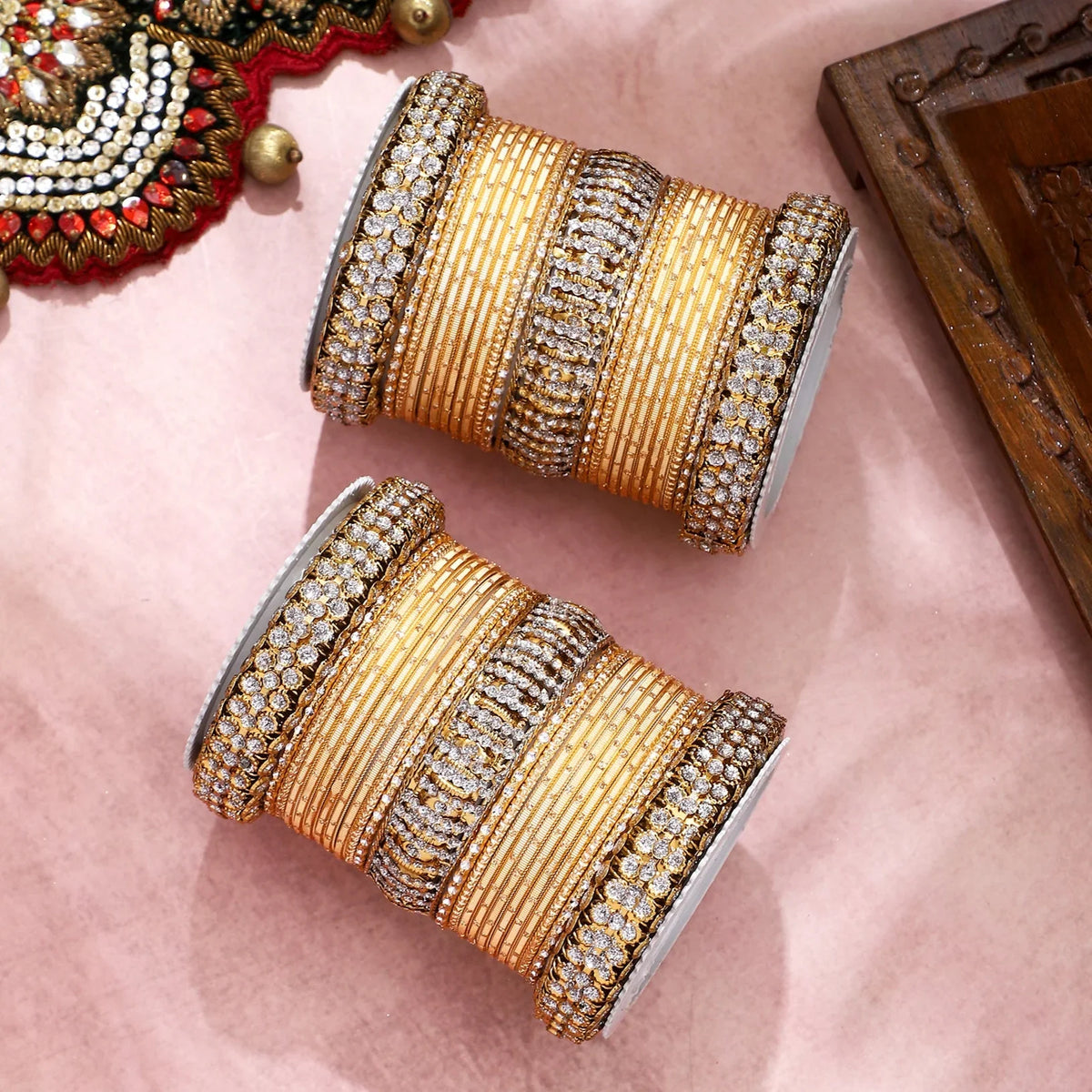 Traditional Bridal Bangle Set (Plus Size) | Golden Ethnic Wedding Jewelry
