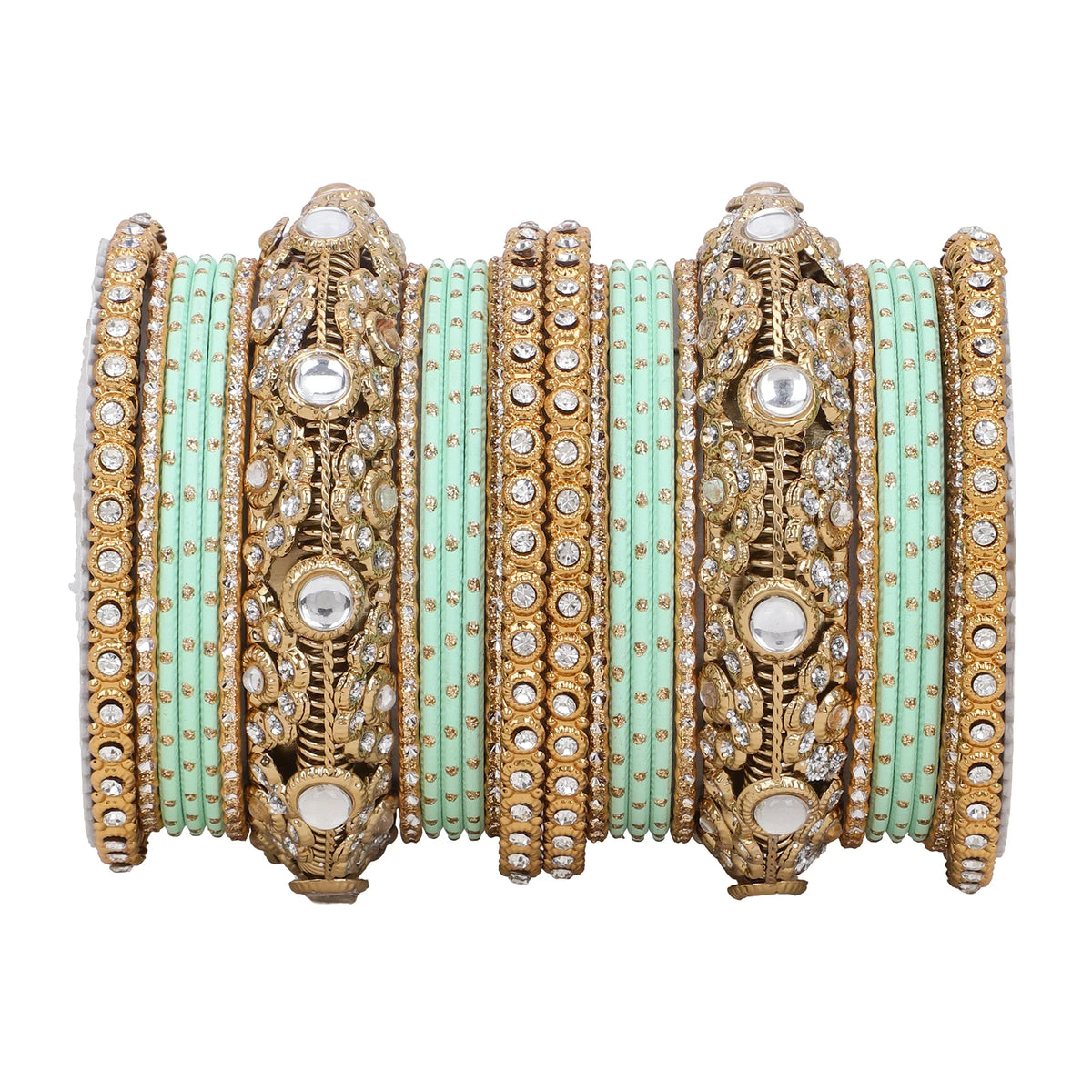 Luxurious Golden Dotted & Jaaliwork Bangle Set | Elegant Bridal & Festive Jewelry