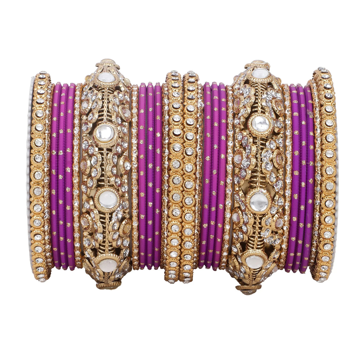 Luxurious Golden Dotted & Jaaliwork Bangle Set | Elegant Bridal & Festive Jewelry