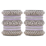 Silver Pacheli Bangle Set with Floral Center Kada | Traditional Ethnic Jewelry