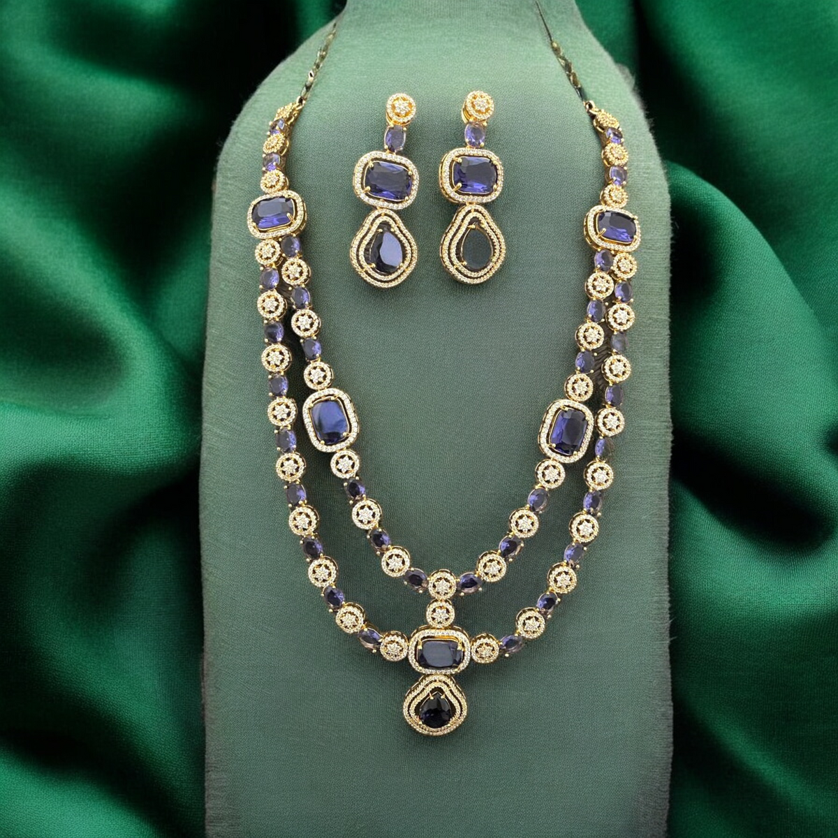 Bridal Cubic Zirconia AD Necklace Earrings Set, AD Necklace, CZ Earrings, Pakistani Bridal AD Jewelry Bridal CZ jewelry Set