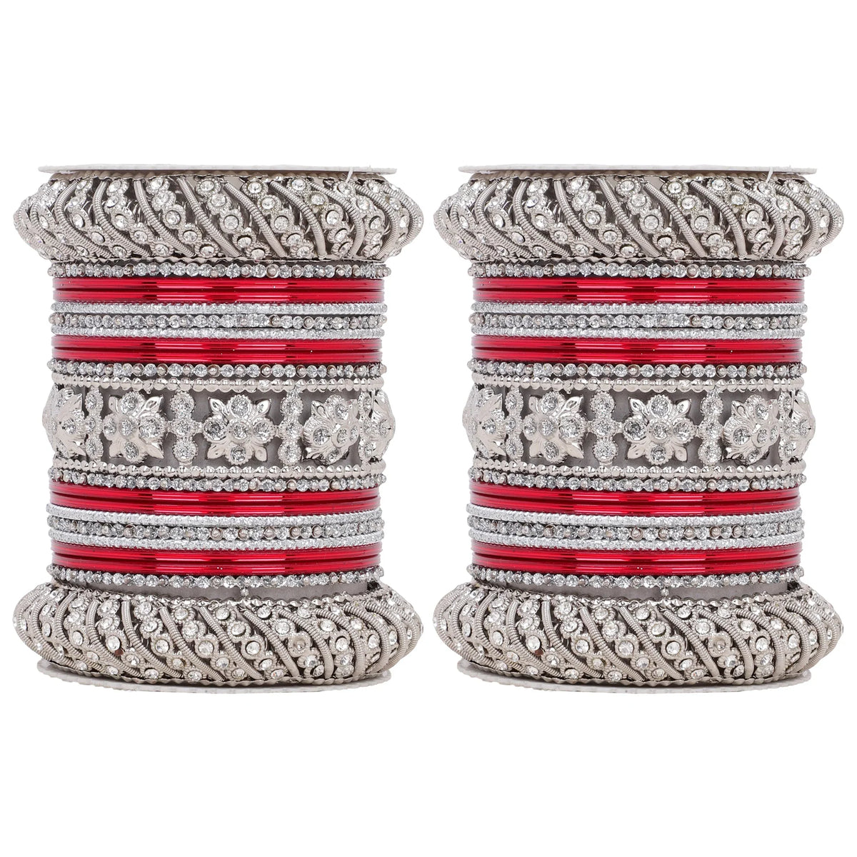 Silver Pacheli Bangle Set | Traditional Ethnic Jewelry for Weddings & Festivals