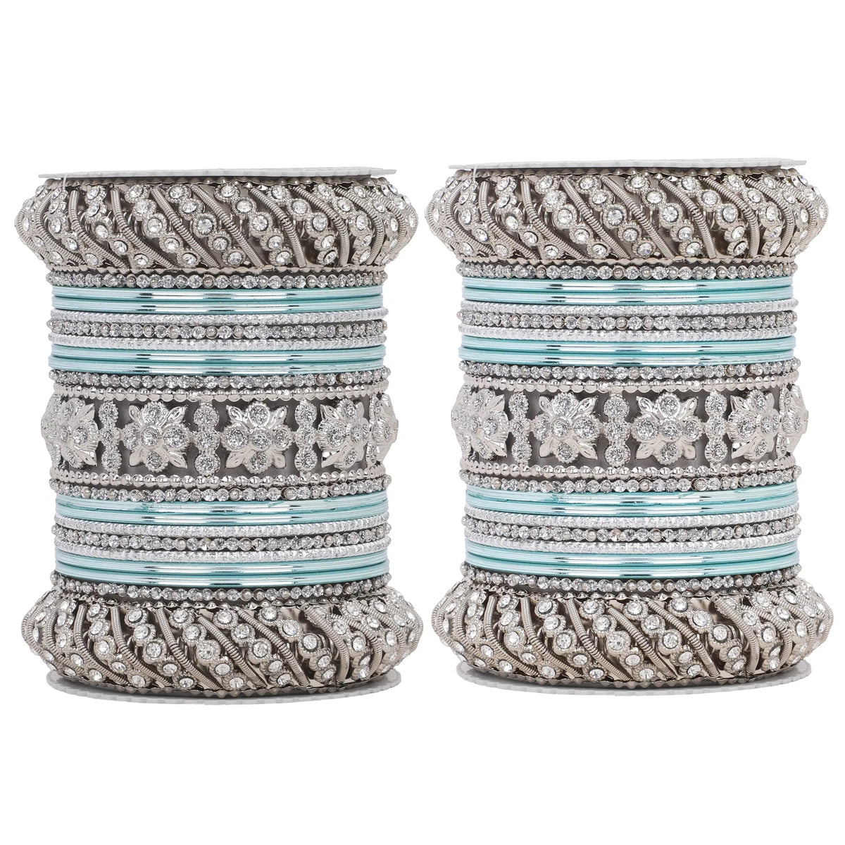 Silver Pacheli Bangle Set | Traditional Ethnic Jewelry for Weddings & Festivals