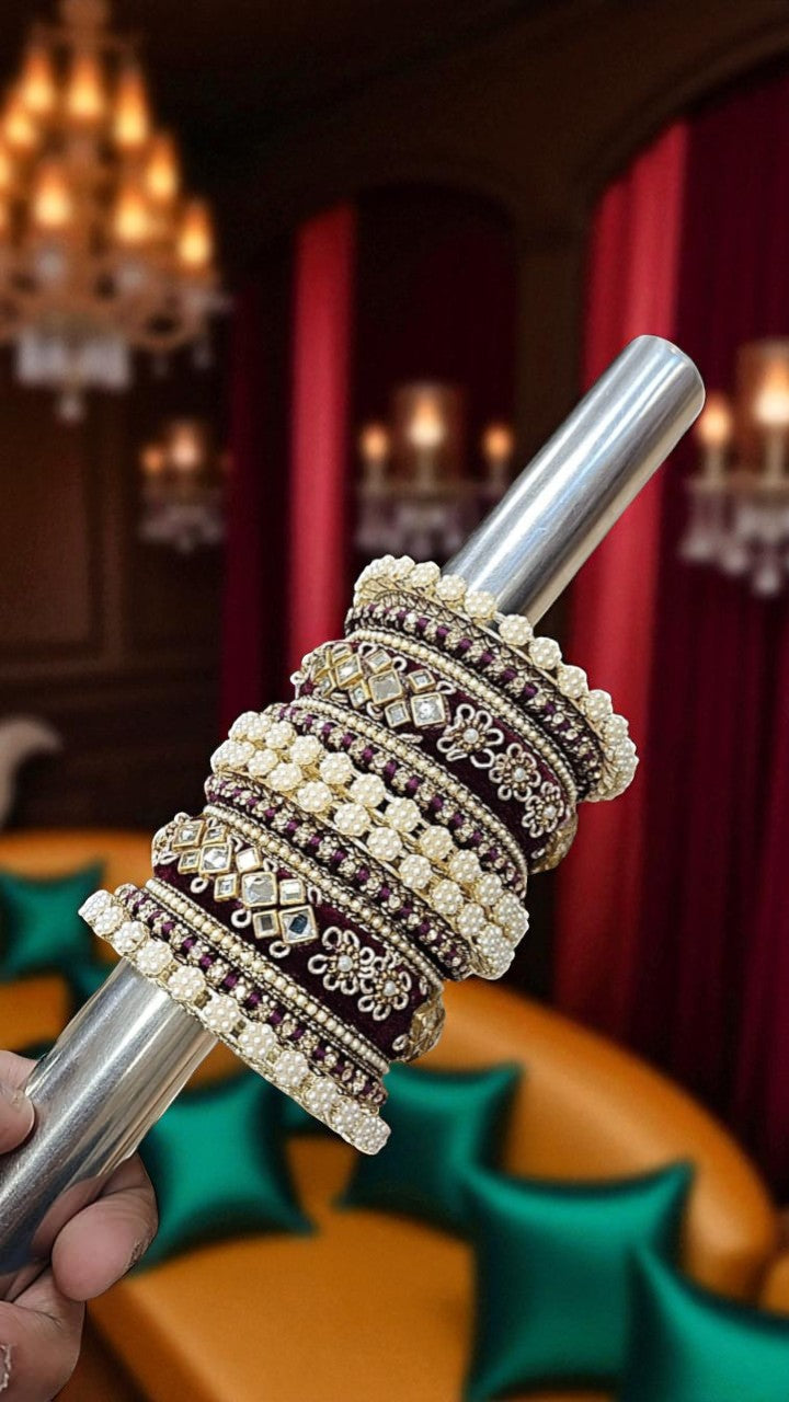 Touch of Royalty Velvet Bangles Set Elegant Bridal & Festive Wear