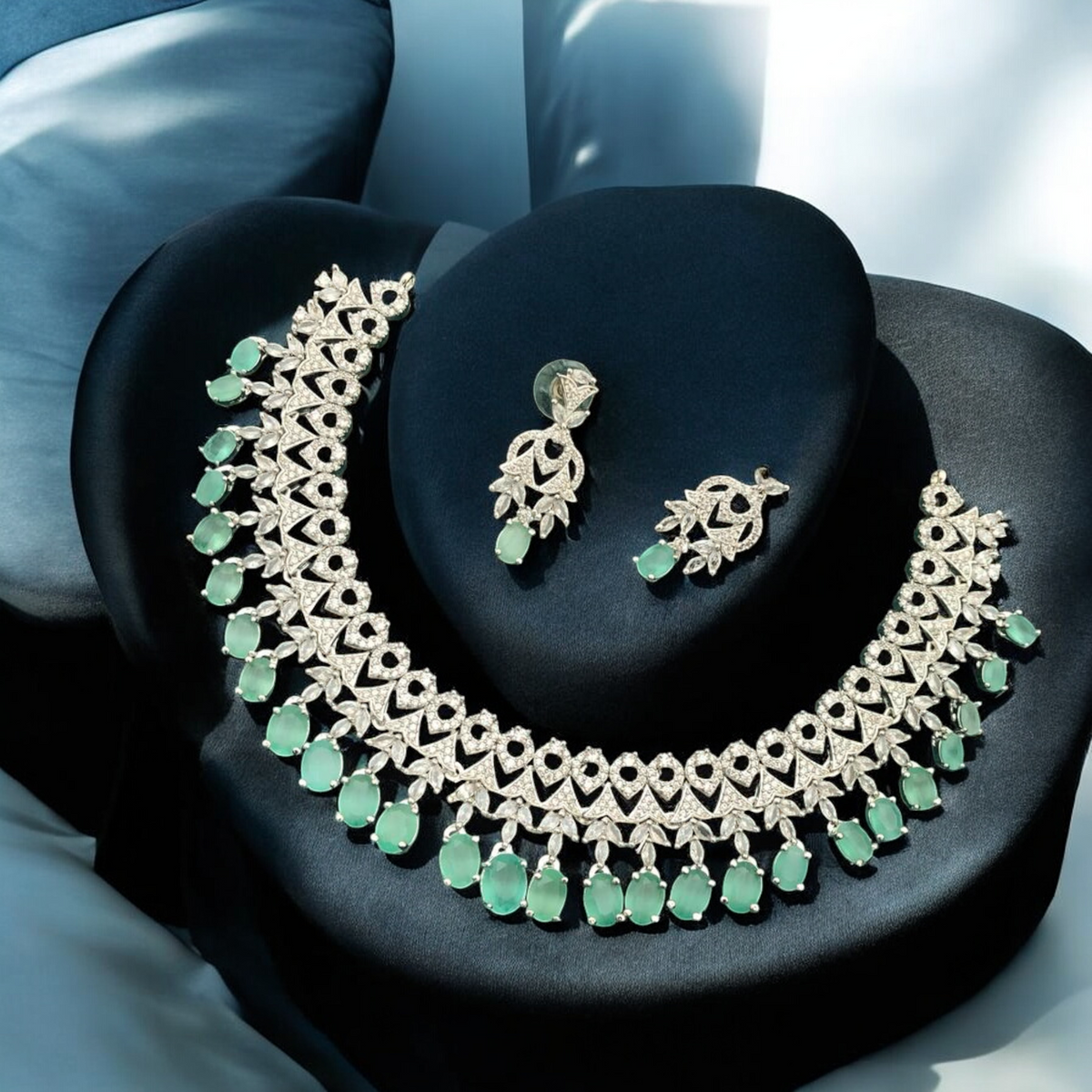 Indian CZ Choker Earrings Bridal Jewellery Set, Indian AD Choker, CZ earrings Set, Wedding AD Jewelry, Pakistani Jewelry Set