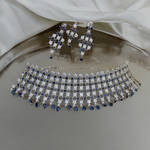 American Diamond Premuim Choker Earrings Mangtika Set, Indian AD Necklace Set, Earrings CZ Set, Bridal Jewelry set, Mangtika Set, AD Maangtika Set
