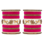 Bridal Velvet Bangle Set with Elegant Stone Work