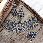 Wedding Choker Earrings Maang Tika AD Jewellery Set, AD Maangtika With Choker, Necklace Earrings Set, AD Earrings