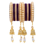Traditional Pearl Jhumki Earrings & Velvet Bangle Set