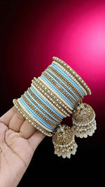 Beautiful Crystal Jhumar Bridal Bangle Set Elegant Traditional Wedding Jewelry