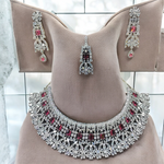 CZ Bollywood Inspired Necklace AD Earrings Set, AD Necklace Set, AD Jewelry Set, AD Choker Set, Indian Wedding AD Jewelry Set