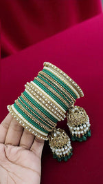 Beautiful Crystal Jhumar Bridal Bangle Set Elegant Traditional Wedding Jewelry