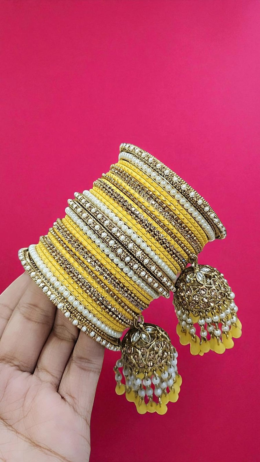 Beautiful Crystal Jhumar Bridal Bangle Set Elegant Traditional Wedding Jewelry