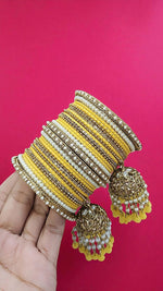 Beautiful Crystal Jhumar Bridal Bangle Set Elegant Traditional Wedding Jewelry