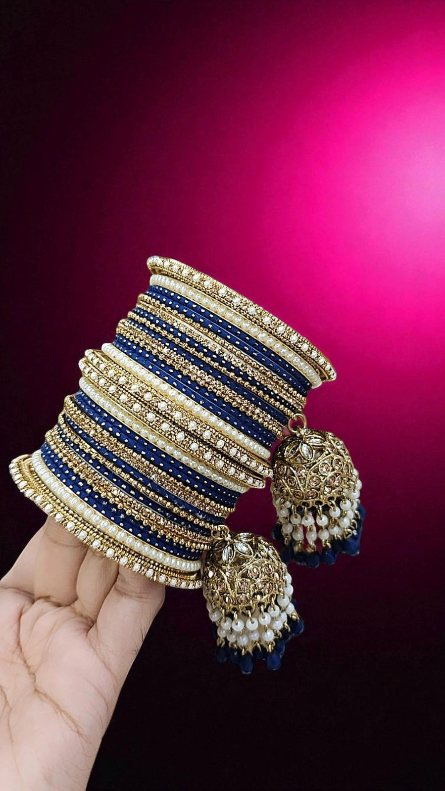 Beautiful Crystal Jhumar Bridal Bangle Set Elegant Traditional Wedding Jewelry