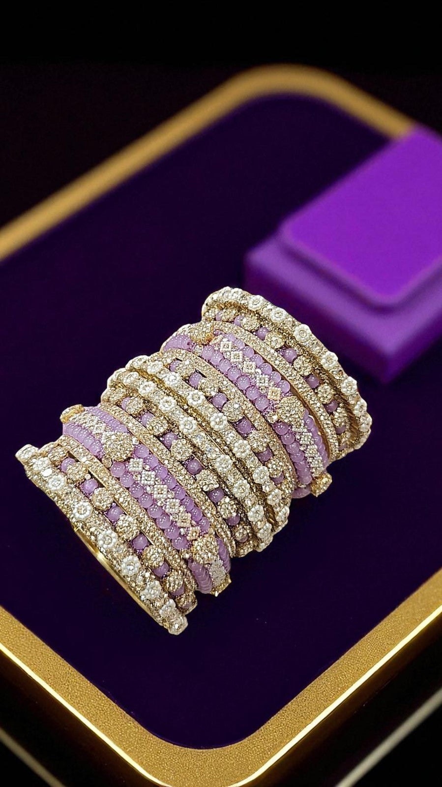 Shadow Gold Stone Bangles Set | Colorful Full Betki Bangles for Women | Traditional Indian Jewelry