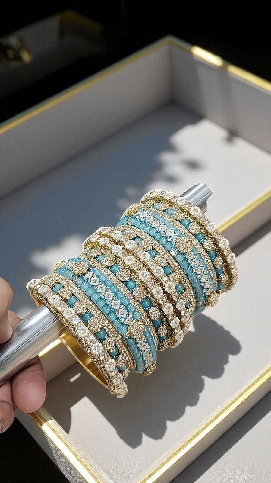 Shadow Gold Stone Bangles Set | Colorful Full Betki Bangles for Women | Traditional Indian Jewelry