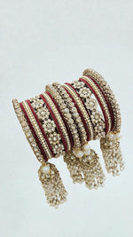 Moti Copper Stone Bangles Set with Jhumar Design | Traditional Indian Jewelry for Women