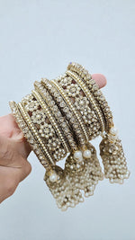 Moti Copper Stone Bangles Set with Jhumar Design | Traditional Indian Jewelry for Women