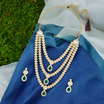 Green CZ Bridal Necklace Earrings Bollywod Jewelry Set, Green Bridal jewelry, Bridal AD Jewelry, Indian jewelry Set, Necklace Earrings Set