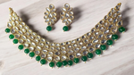 Green Kundan Stylish Choker Pearl Earrings Set, Pearl Bridal Choker, Pearl Earings Set, Bollywood Necklace Earrings, Pakistani Kundan Necklace Set