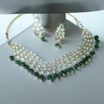 Green Kundan Stylish Choker Pearl Earrings Set, Pearl Bridal Choker, Pearl Earings Set, Bollywood Necklace Earrings, Pakistani Kundan Necklace Set