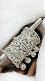 Traditional Jhumki Kundan & Stone Bangles Set | Indian Jewellery | Bridal Bangle Set | Premium Indian Bangles Set