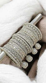 Traditional Jhumki Kundan & Stone Bangles Set | Indian Jewellery | Bridal Bangle Set | Premium Indian Bangles Set