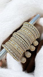 Traditional Jhumki Kundan & Stone Bangles Set | Indian Jewellery | Bridal Bangle Set | Premium Indian Bangles Set