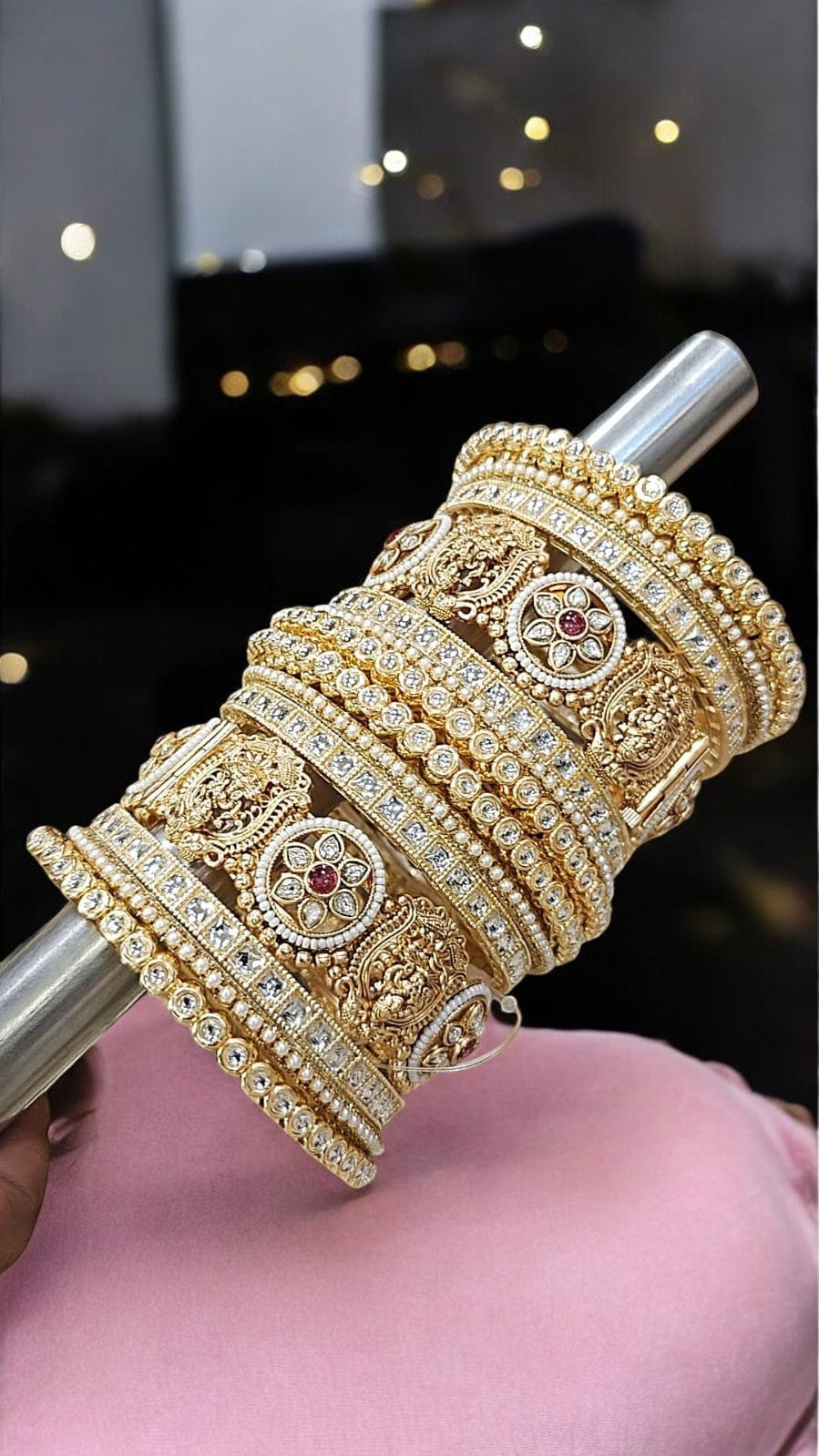 Golden Rajwadi Temple Bridal Jewelry Set | Indian Jewellery | Bridal Bangle Set | Premium Indian Bangles Set
