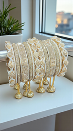 Magic Moti Stone Bangle Set – Gold-Plated Handcrafted Bangles with Pearl & Stone Detailing