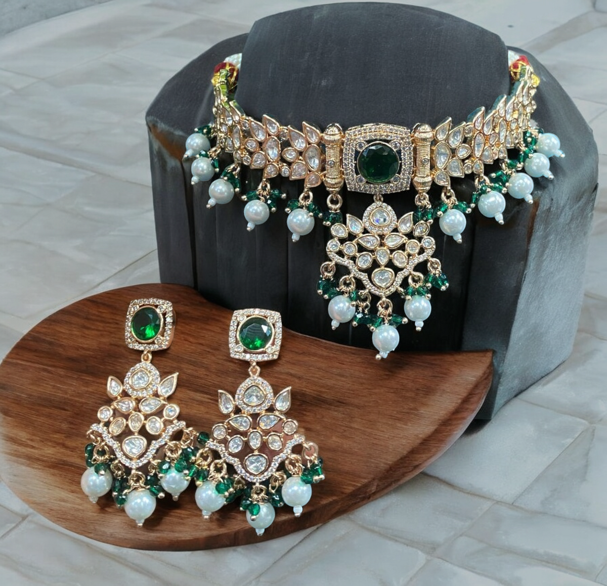 Bridal American Diamond Choker Earrings Jewelry Set, CZ Choker Set, Indian AD Choker, Indian AD Earrings Set, Bollywood Earrings Set