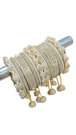 Magic Moti Stone Bangle Set – Gold-Plated Handcrafted Bangles with Pearl & Stone Detailing
