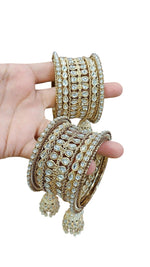 Beautiful Kundan Jhumar Bangle Set – Gold-Plated Traditional Bridal Jewelry