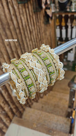 Stone Shadow Bangle Set with Moti Touch – Elegant Gold-Tone Traditional Jewelry