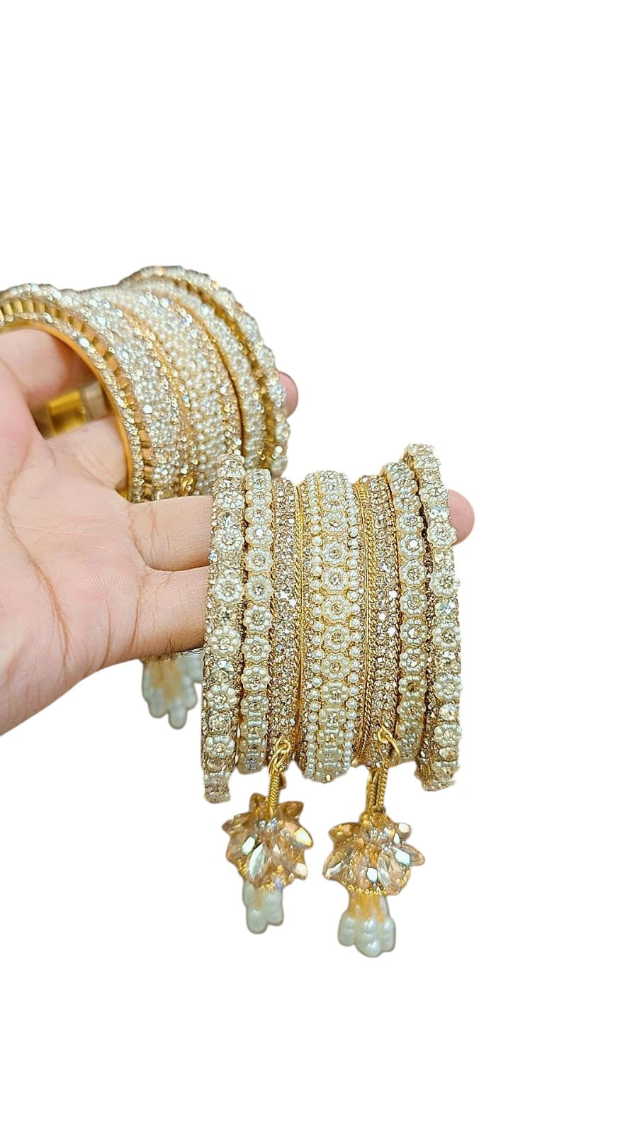 Beautiful Golden Stone Bangle Set – Premium Quality Traditional Jewelry