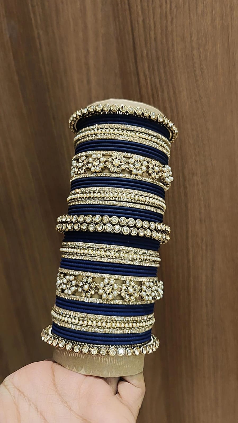 Royal Purple Bridal Stone & Pearl Bangle Set – Elegant Wedding Collection