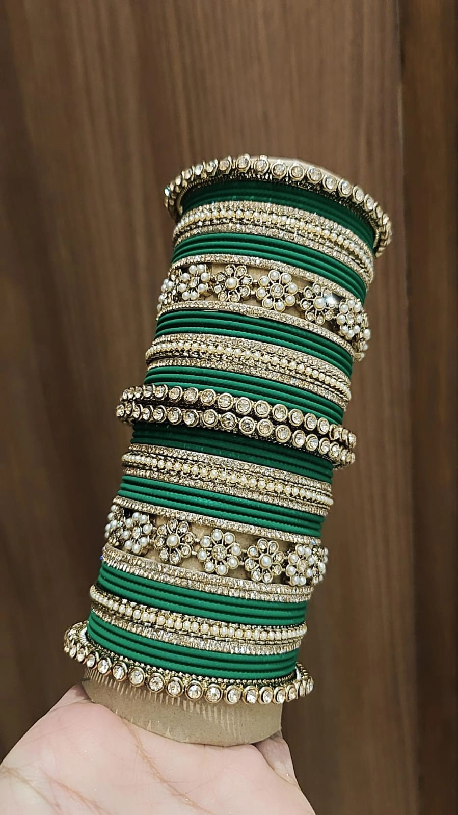 Royal Purple Bridal Stone & Pearl Bangle Set – Elegant Wedding Collection