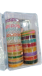 World Glass Combo Box – 3 Stunning Sets: Gold Drop, Rain Drop & Moti Multi Bangles