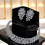 Weddings AD Chandelier Choker Earrings Set, AD Earrings, Bollywood AD Jewelry, Indian Wedding AD Jewelry, Pakistani AD Choker, AD Necklace Set