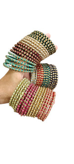 Premium Golden Shadow Thread Bangles Set – 12 Unique Colours, 4 Bangles Each