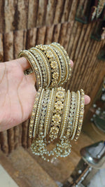 Moti Jhumar Stone Necklace Set with Elegant Copper Touch - Libasaa.com