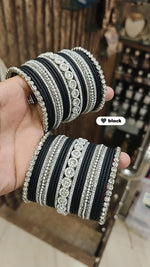 Elegant Moti Silver Stone Diamond Bangles – Timeless Grace for Every Occasion