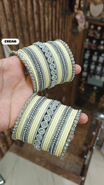 Elegant Moti Silver Stone Diamond Bangles – Timeless Grace for Every Occasion - Libasaa.com