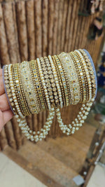 Indian Copper Kundan Jalar Moti Stone Bridal Bangle Set | Premium Indian Jewellery | Traditional Indian Bangles Set for Weddings