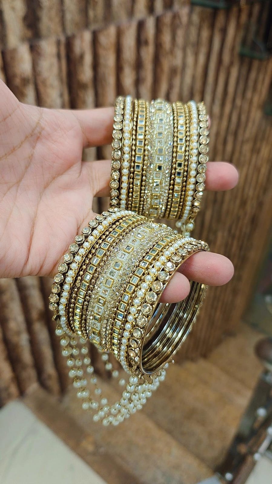 Indian Copper Kundan Jalar Moti Stone Bridal Bangle Set | Premium Indian Jewellery | Traditional Indian Bangles Set for Weddings