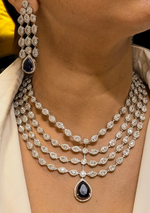 Actress Inspired CZ Layered Necklace Set, Indian AD Necklace, Bollywdood Actress AD Jewellery Set, Pakistani CZ Necklace, Pakistani AD Earrings Set