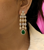 Actress Inspired CZ Layered Necklace Set, Indian AD Necklace, Bollywdood Actress AD Jewellery Set, Pakistani CZ Necklace, Pakistani AD Earrings Set